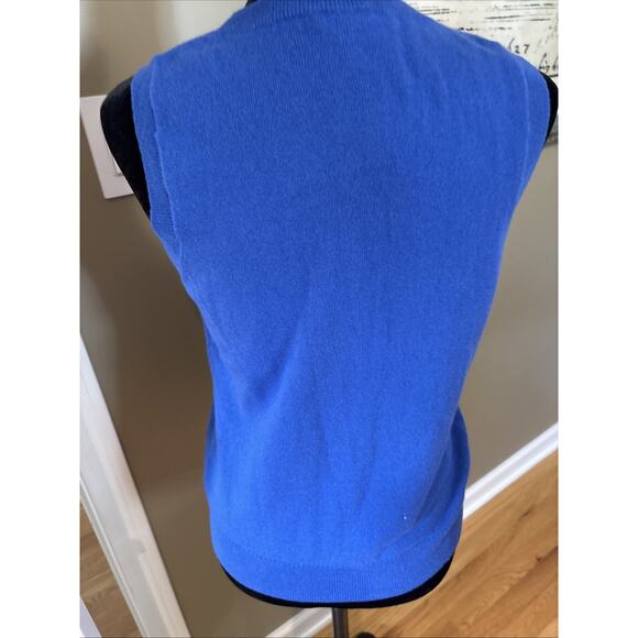 Talbots Sweater Womens sz M Cashmere Pullover Sleeveless Knit Vest New royal blu - Picture 5 of 8